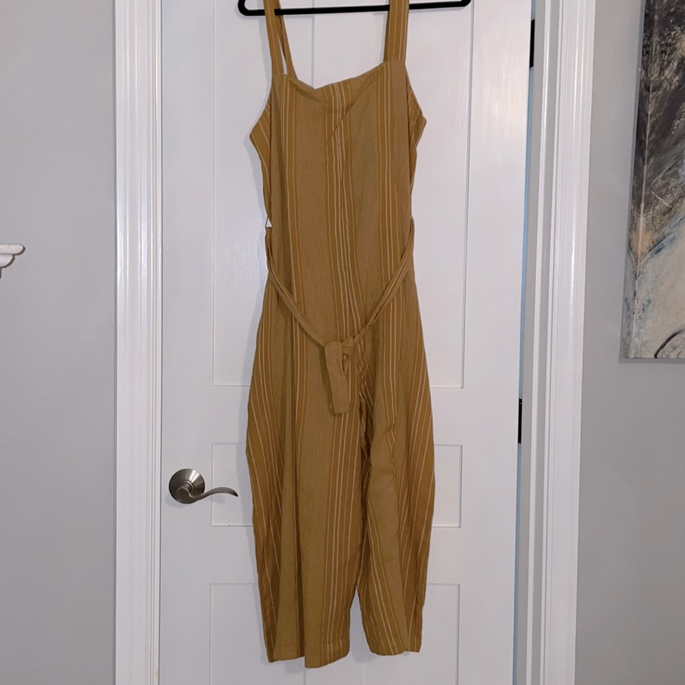 Mustard yellow jumpsuit with belt wide legs